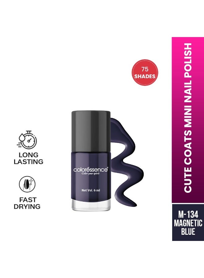 Coloressence Cute Coats Long Lasting Glossy Finish Nail Paint | Chip Resistant | Quick Dry | One Swipe Application | |Magnetic Blue -6ml - Image 2